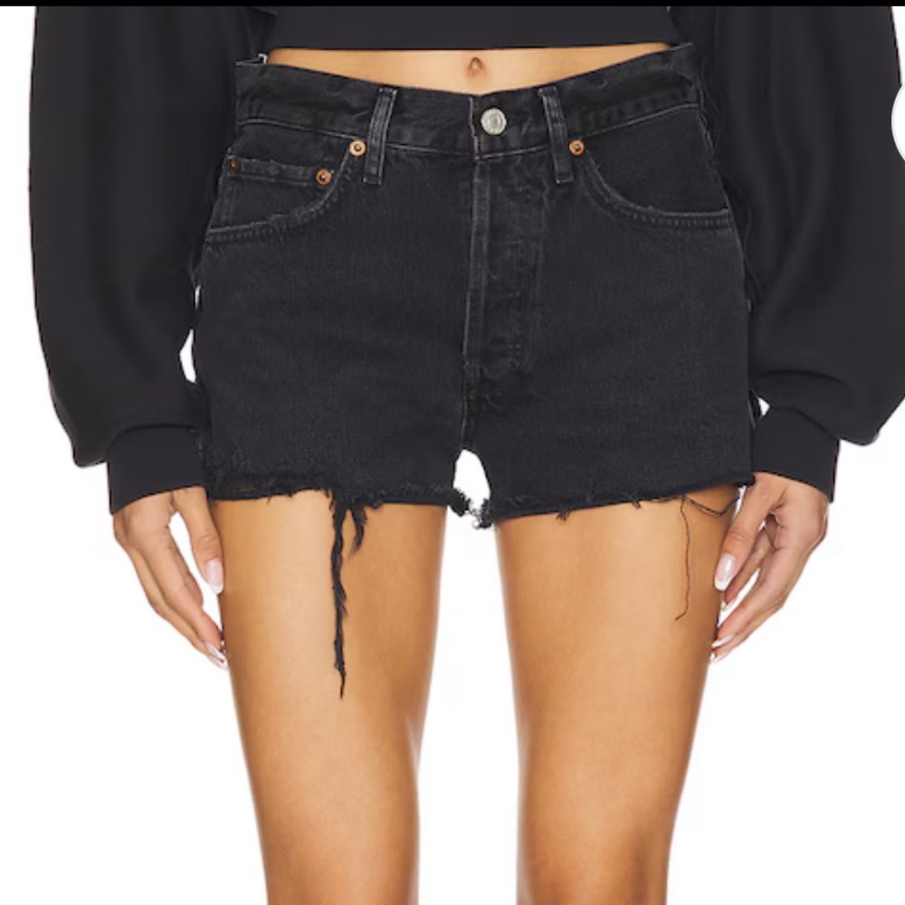 Agolde Parker Black Denim Cutoff Shorts